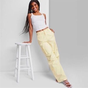 Wild Fable Yellow Cargo Pants Straight-Leg Cotton Blend